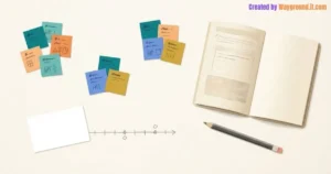 Illustration of grouped student response slips beside an open lesson-planning notebook.